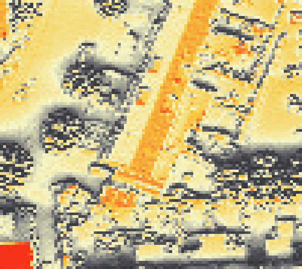 PV-irradiatie op daksegment met intensiteitsverdeling van zonlicht
