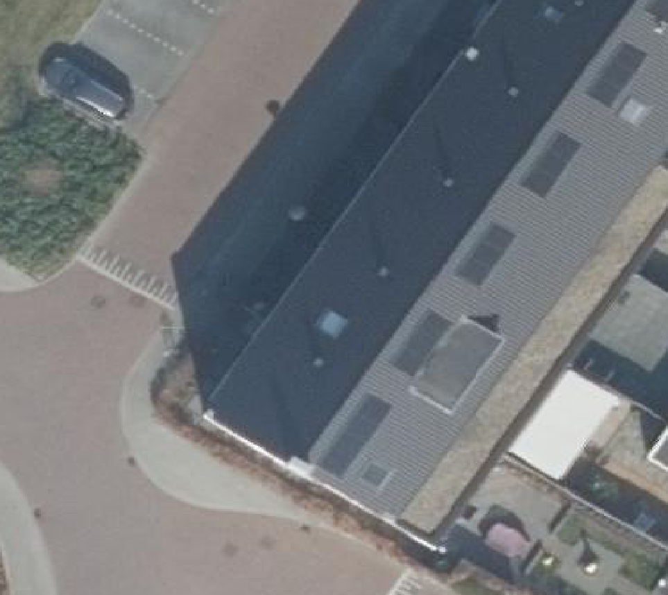True ortho Luchtfoto op daksegment ingezoomd