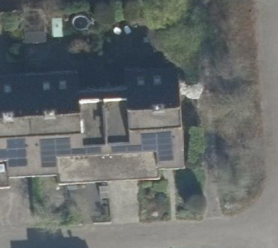 True ortho Luchtfoto op daksegment ingezoomd