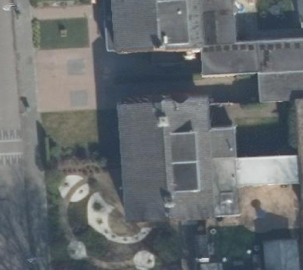 True ortho Luchtfoto op daksegment ingezoomd
