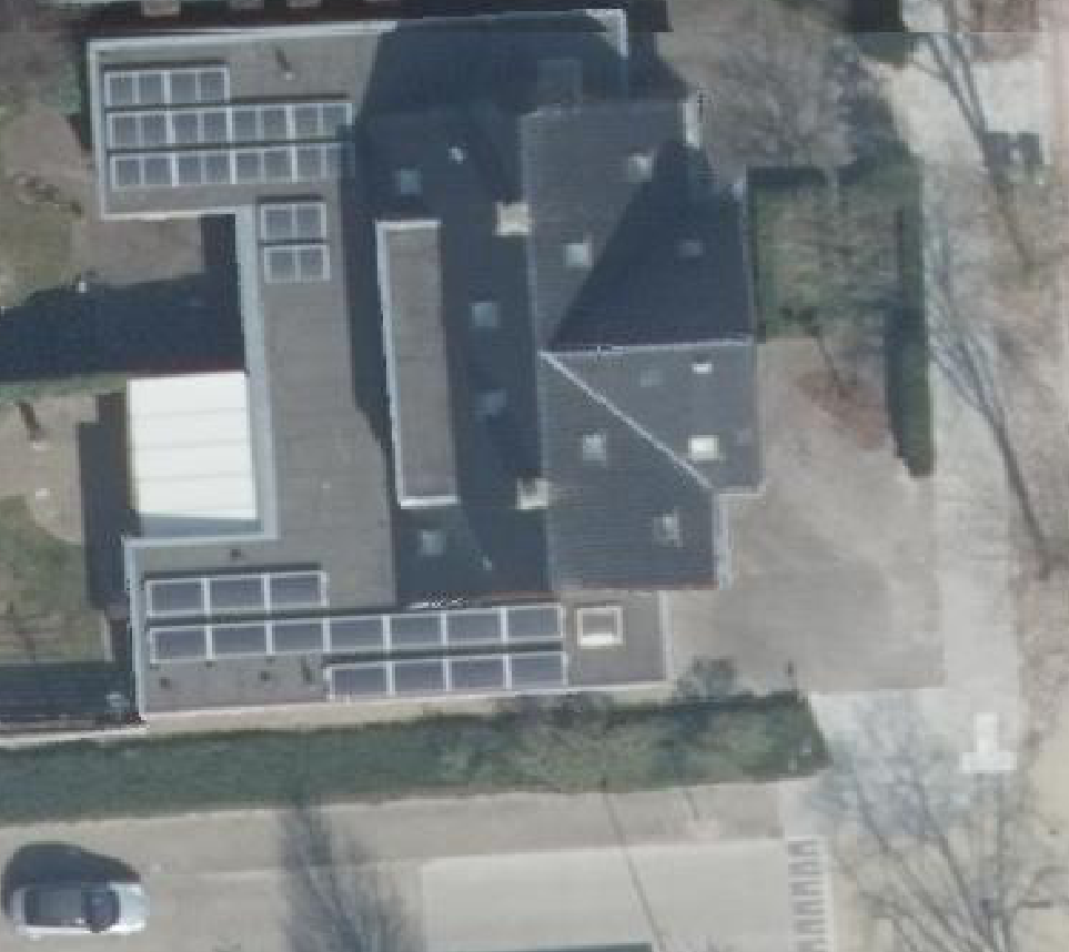 True ortho Luchtfoto op daksegment ingezoomd