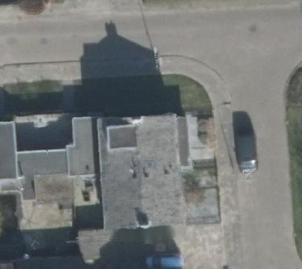 True ortho Luchtfoto op daksegment ingezoomd
