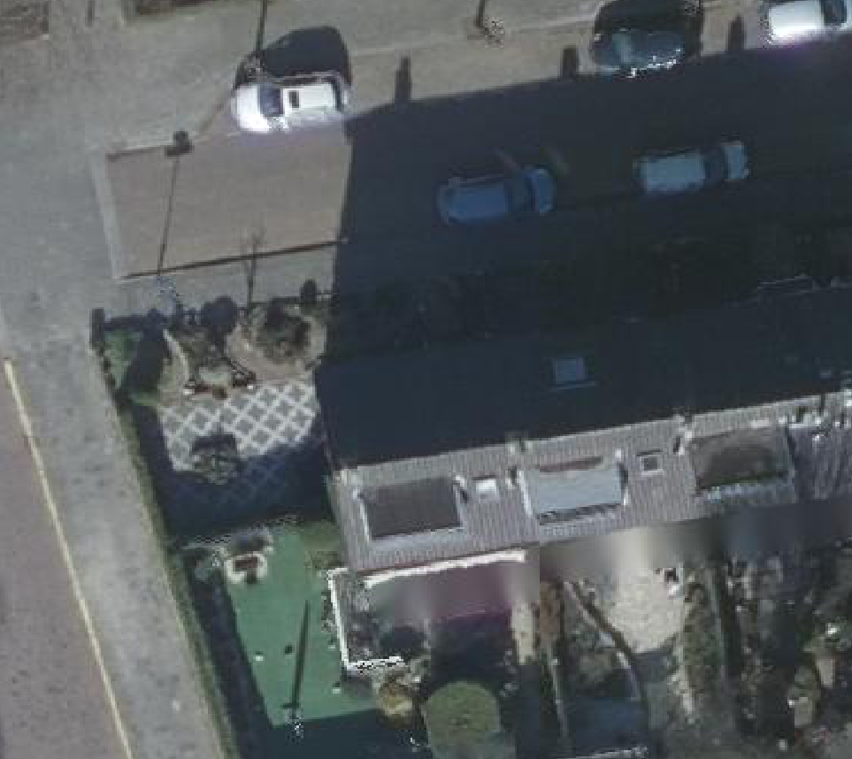 True ortho Luchtfoto op daksegment ingezoomd
