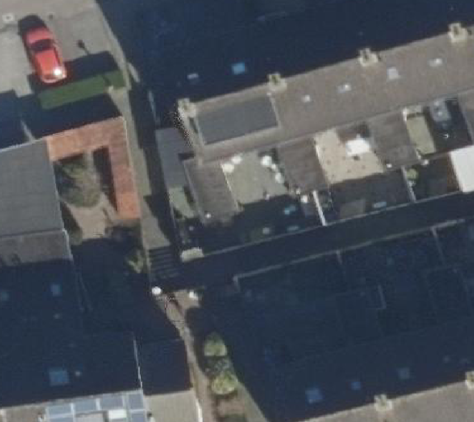 True ortho Luchtfoto op daksegment ingezoomd