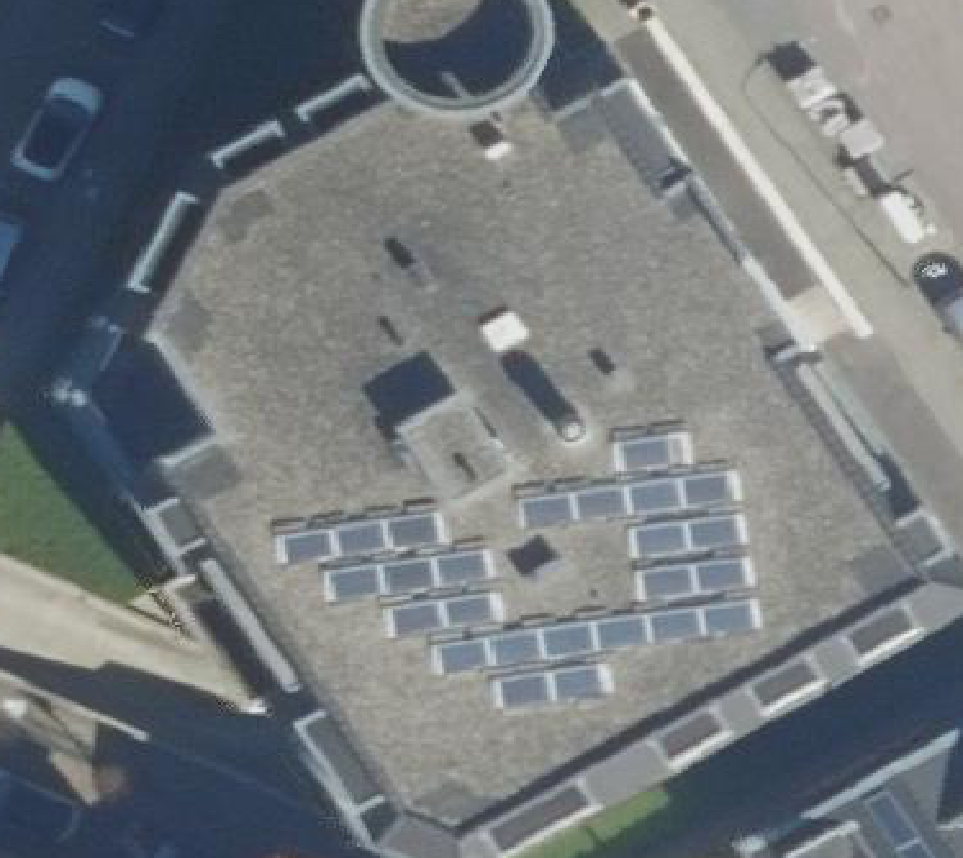 True ortho Luchtfoto op daksegment ingezoomd