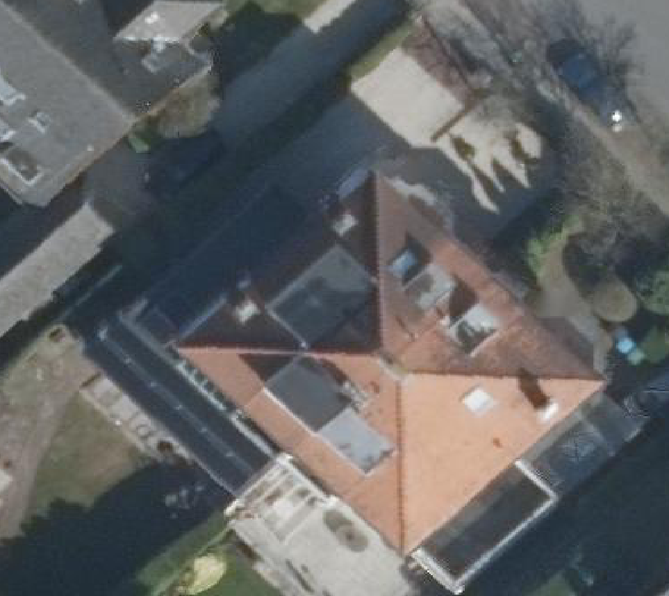 True ortho Luchtfoto op daksegment ingezoomd