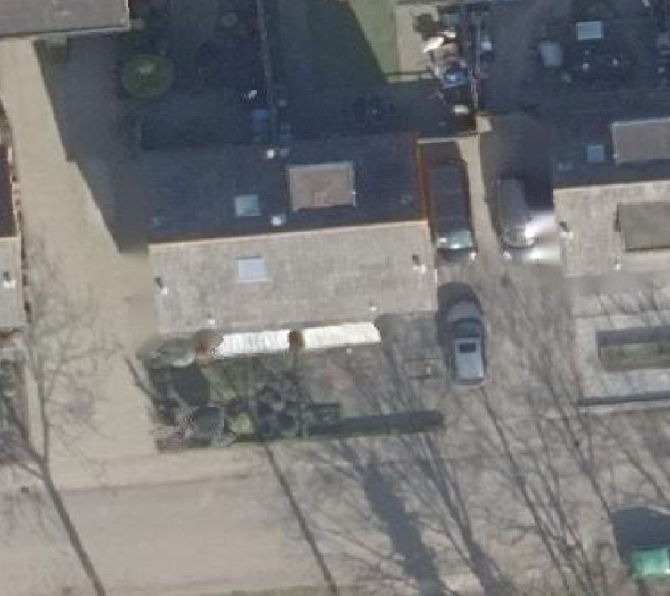 True ortho Luchtfoto op daksegment ingezoomd