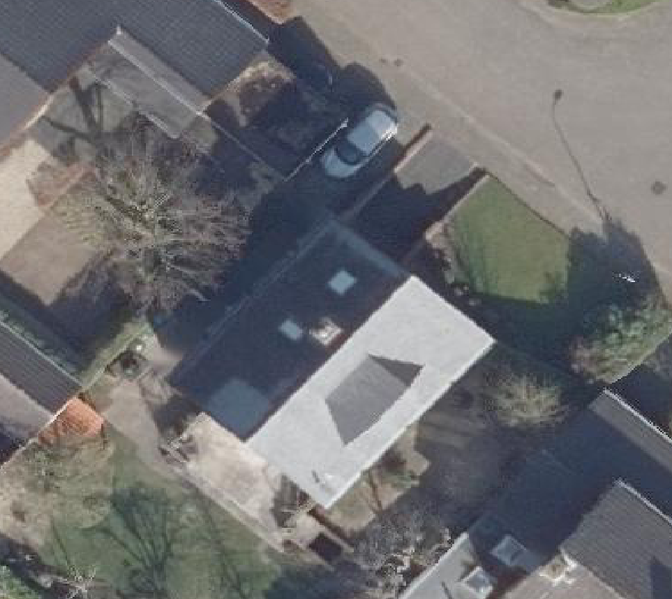True ortho Luchtfoto op daksegment ingezoomd