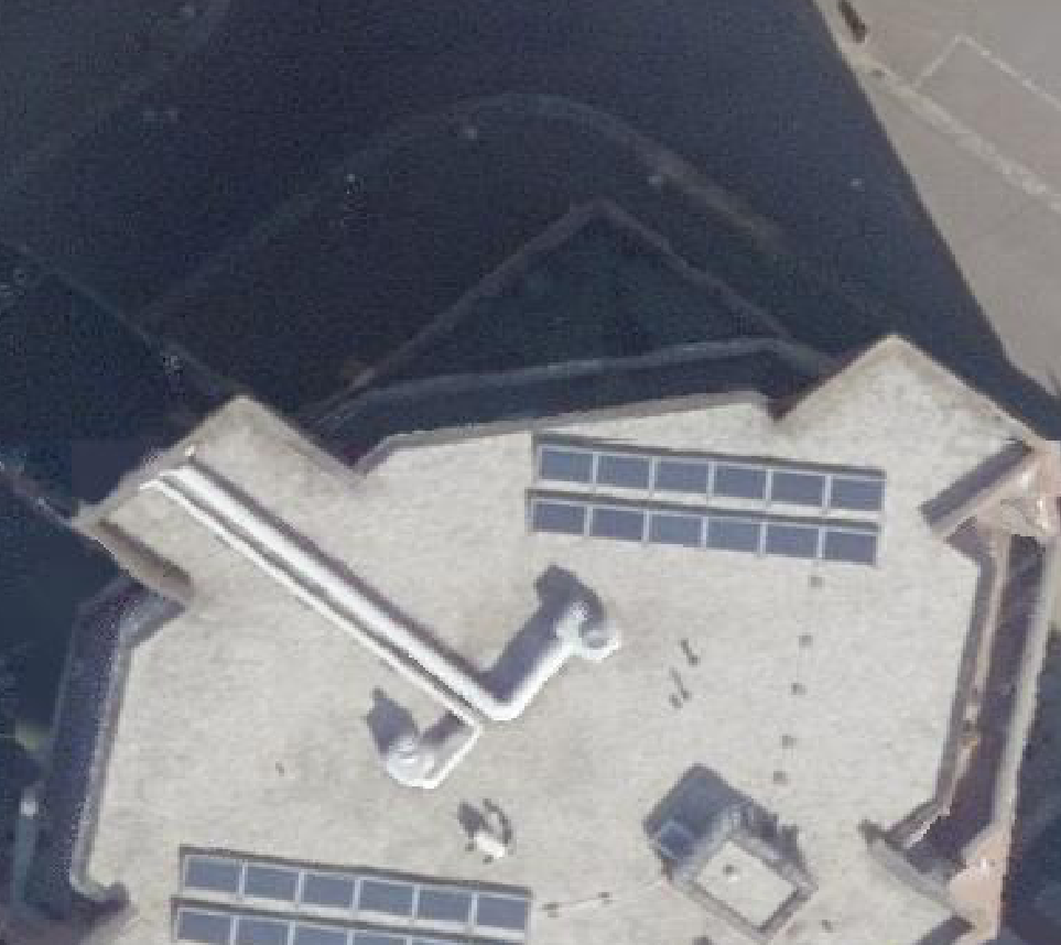 True ortho Luchtfoto op daksegment ingezoomd