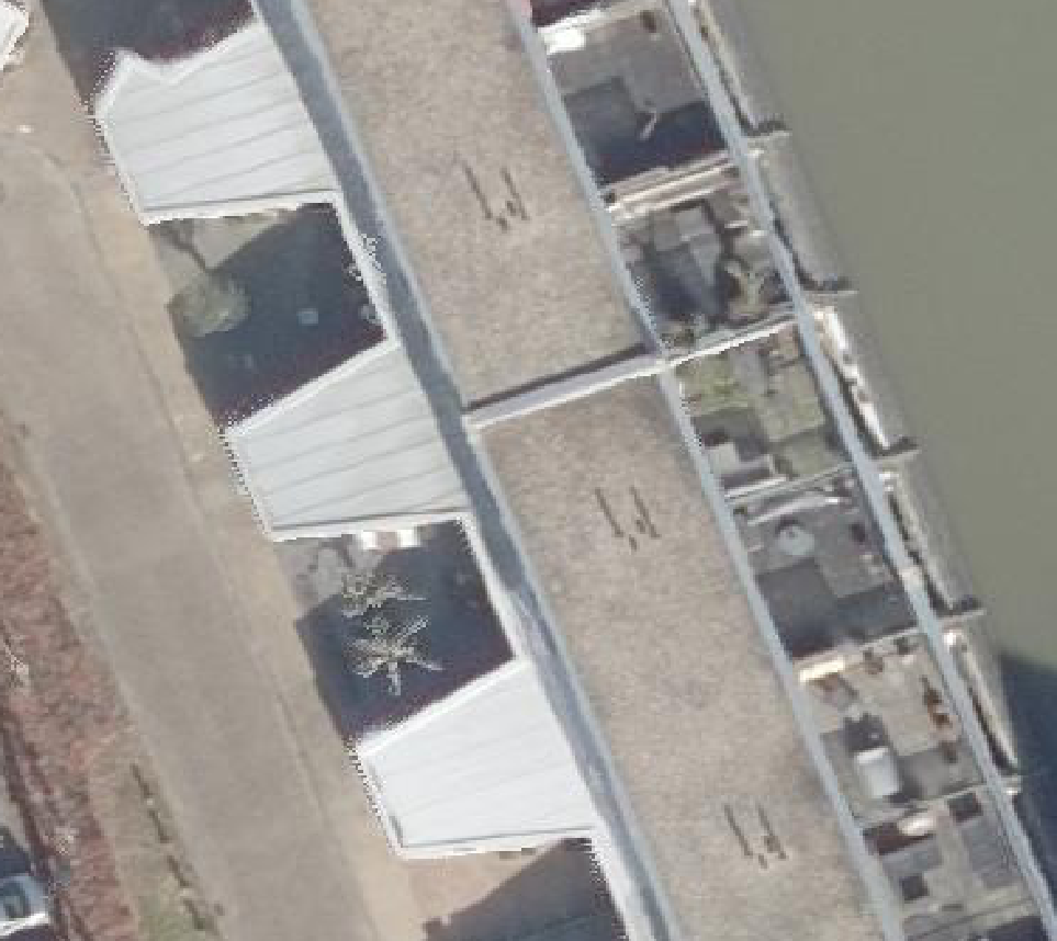 True ortho Luchtfoto op daksegment ingezoomd