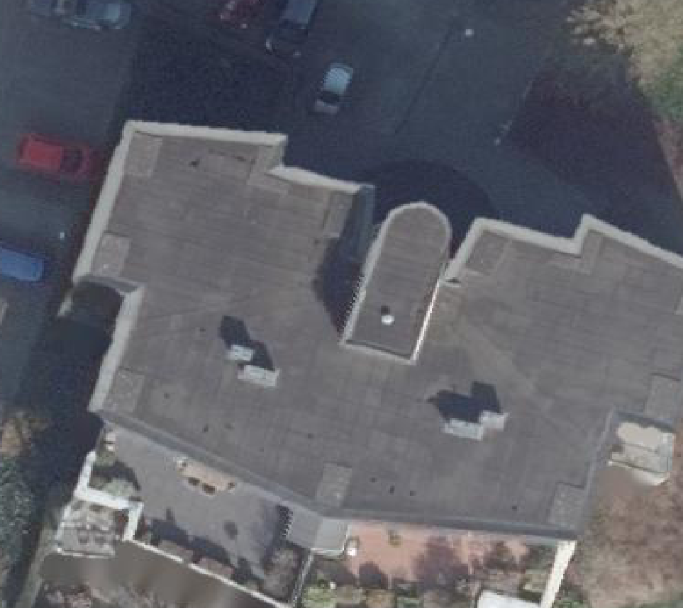 True ortho Luchtfoto op daksegment ingezoomd