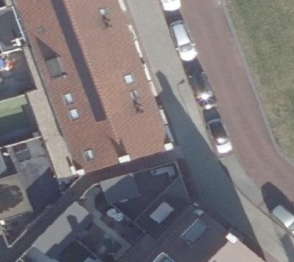 True ortho Luchtfoto op daksegment ingezoomd