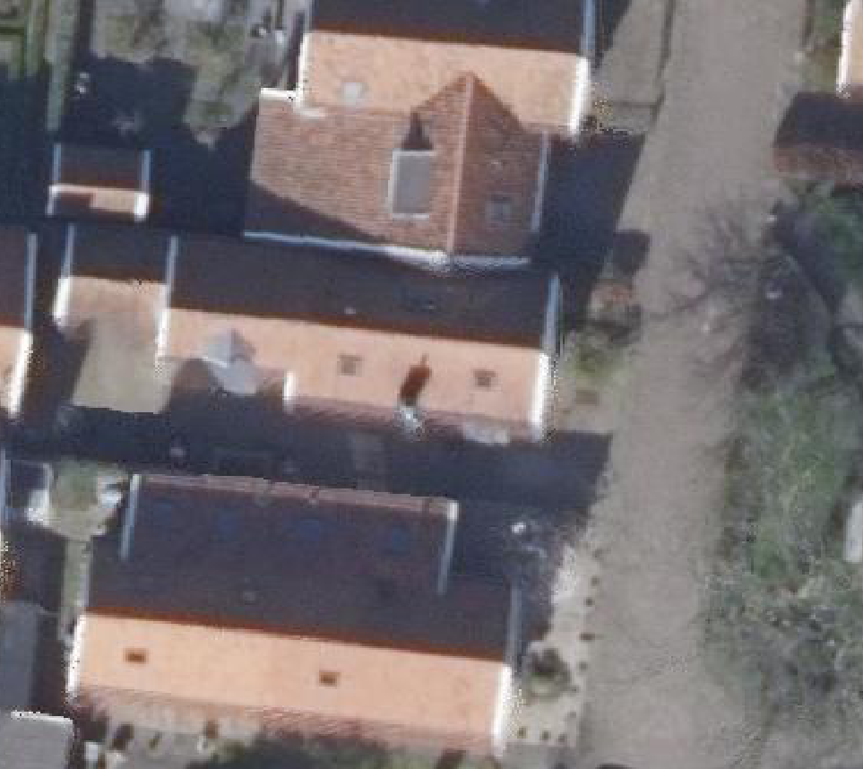 True ortho Luchtfoto op daksegment ingezoomd