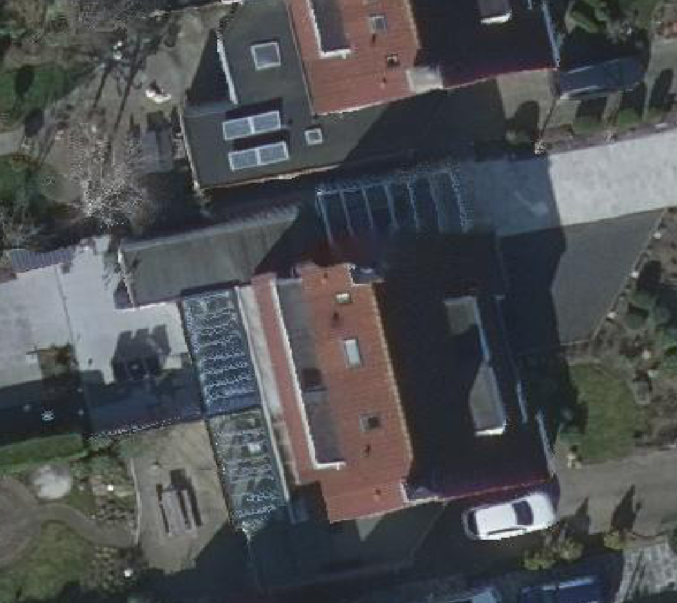True ortho Luchtfoto op daksegment ingezoomd