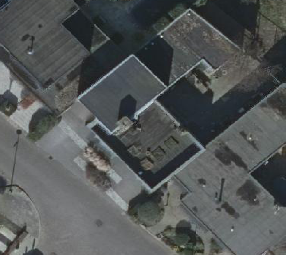True ortho Luchtfoto op daksegment ingezoomd