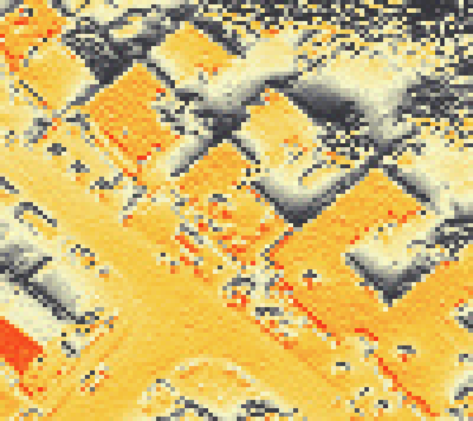PV-irradiatie op daksegment met intensiteitsverdeling van zonlicht
