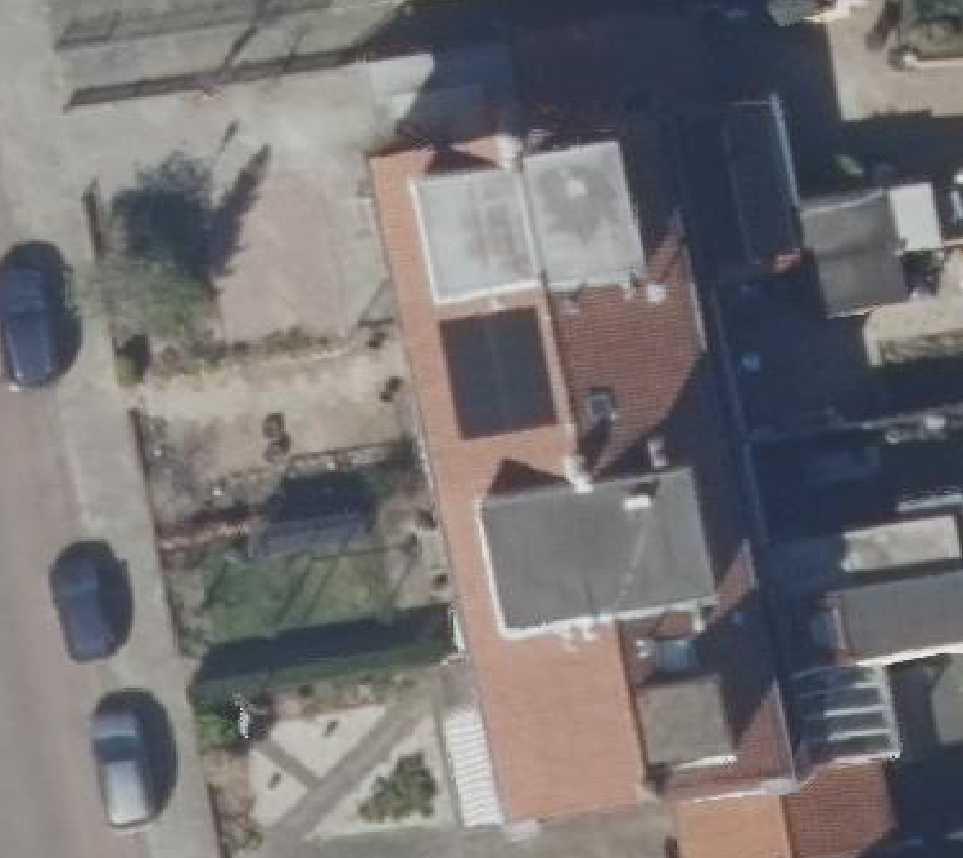 True ortho Luchtfoto op daksegment ingezoomd