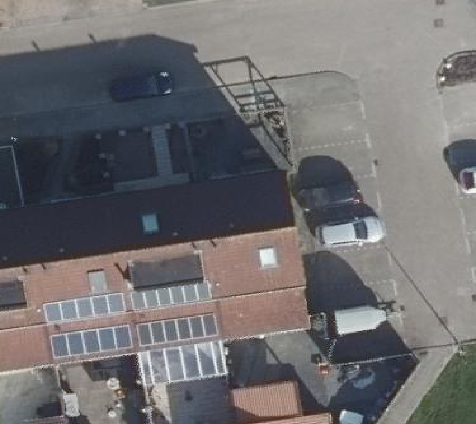 True ortho Luchtfoto op daksegment ingezoomd