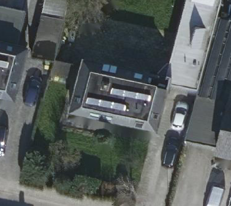 True ortho Luchtfoto op daksegment ingezoomd