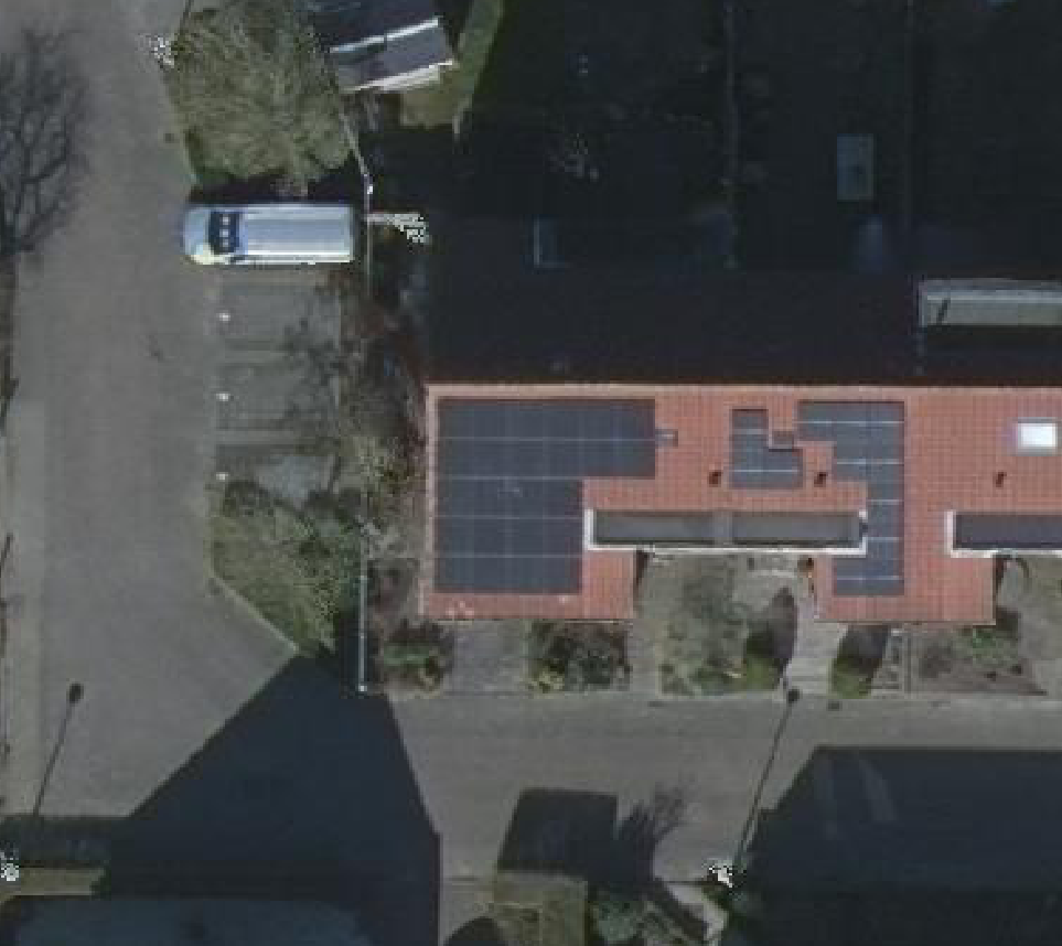 True ortho Luchtfoto op daksegment ingezoomd