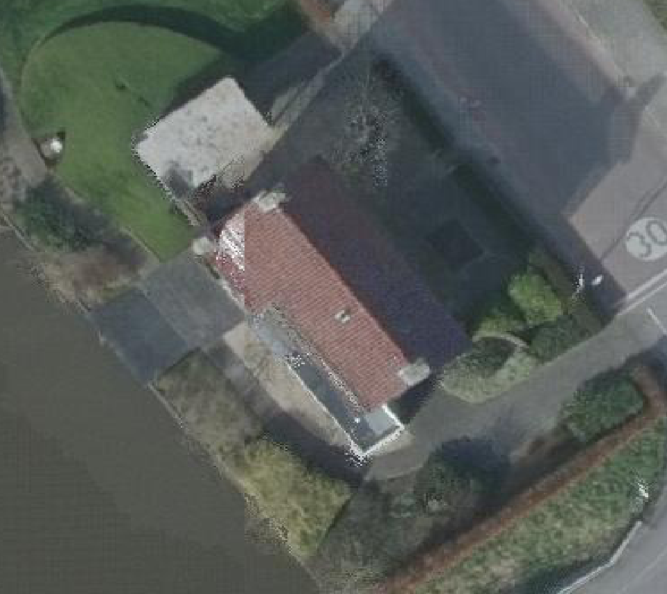 True ortho Luchtfoto op daksegment ingezoomd