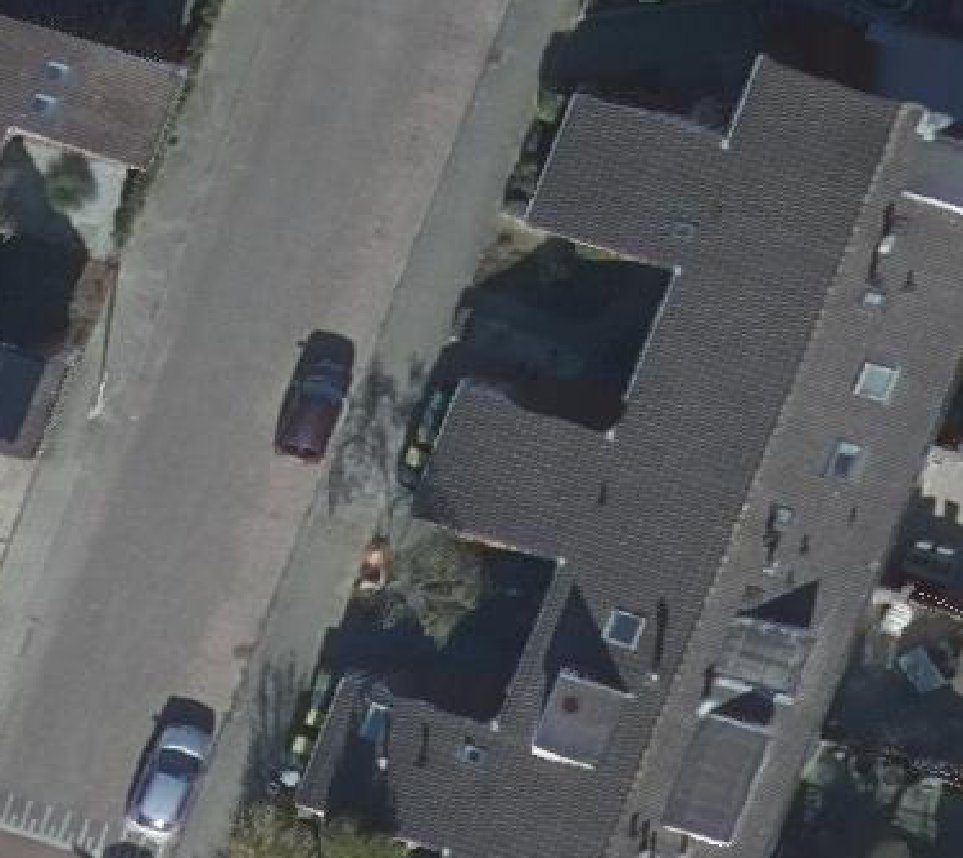 True ortho Luchtfoto op daksegment ingezoomd