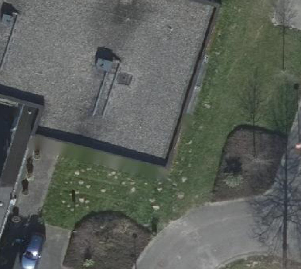True ortho Luchtfoto op daksegment ingezoomd