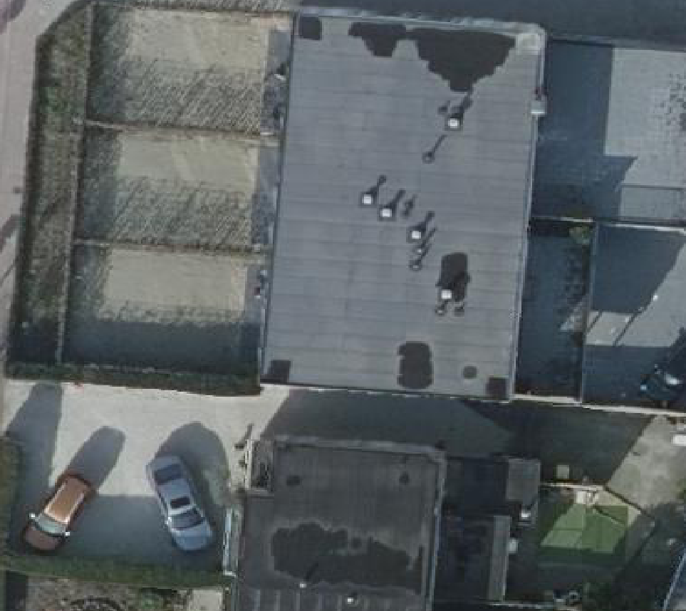 True ortho Luchtfoto op daksegment ingezoomd