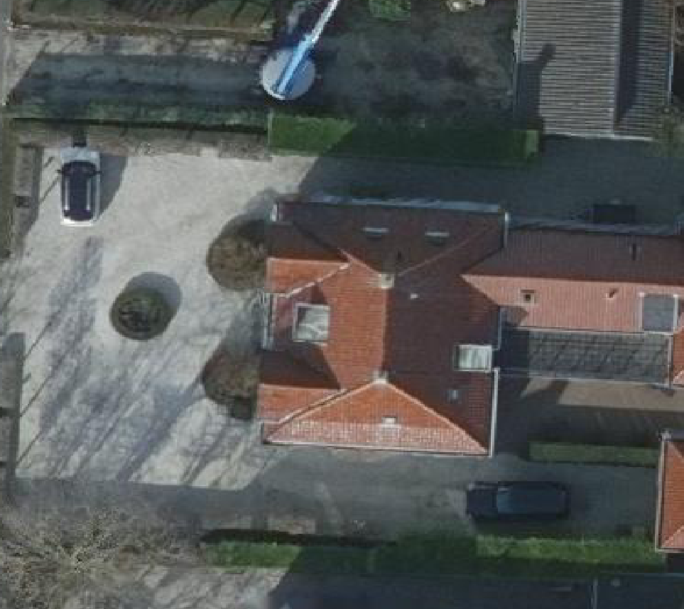 True ortho Luchtfoto op daksegment ingezoomd