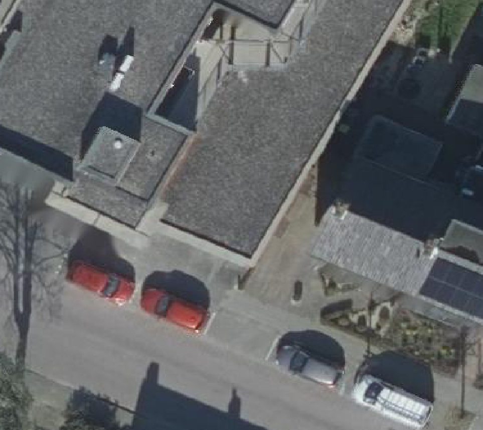 True ortho Luchtfoto op daksegment ingezoomd