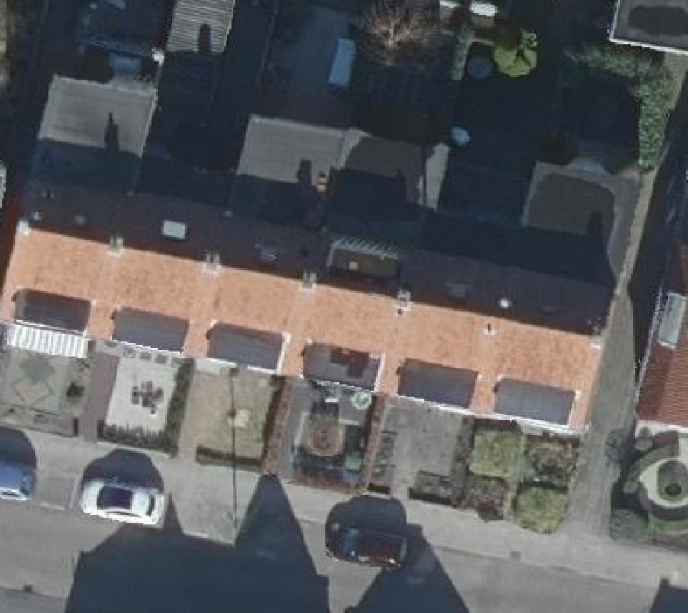 True ortho Luchtfoto op daksegment ingezoomd