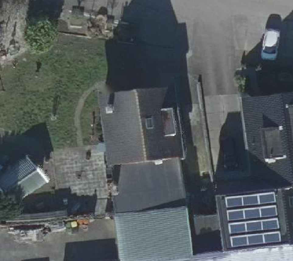 True ortho Luchtfoto op daksegment ingezoomd