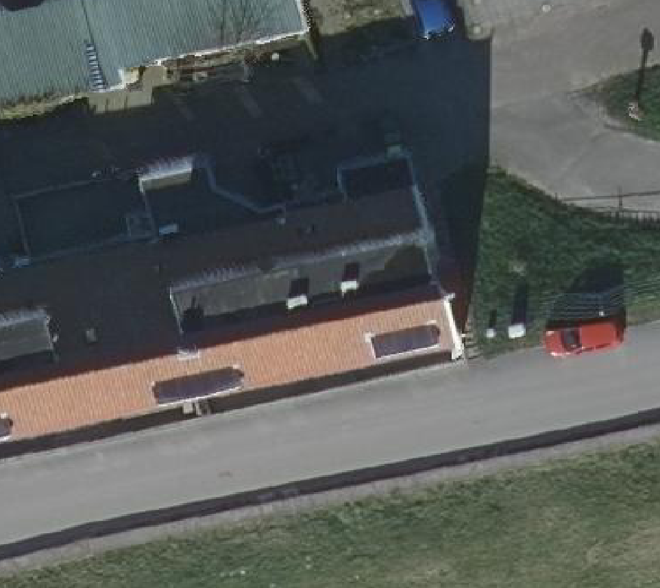 True ortho Luchtfoto op daksegment ingezoomd