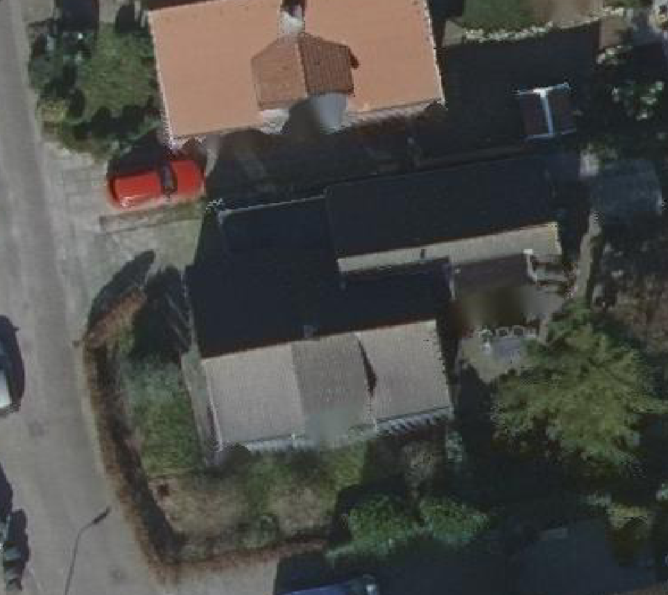 True ortho Luchtfoto op daksegment ingezoomd