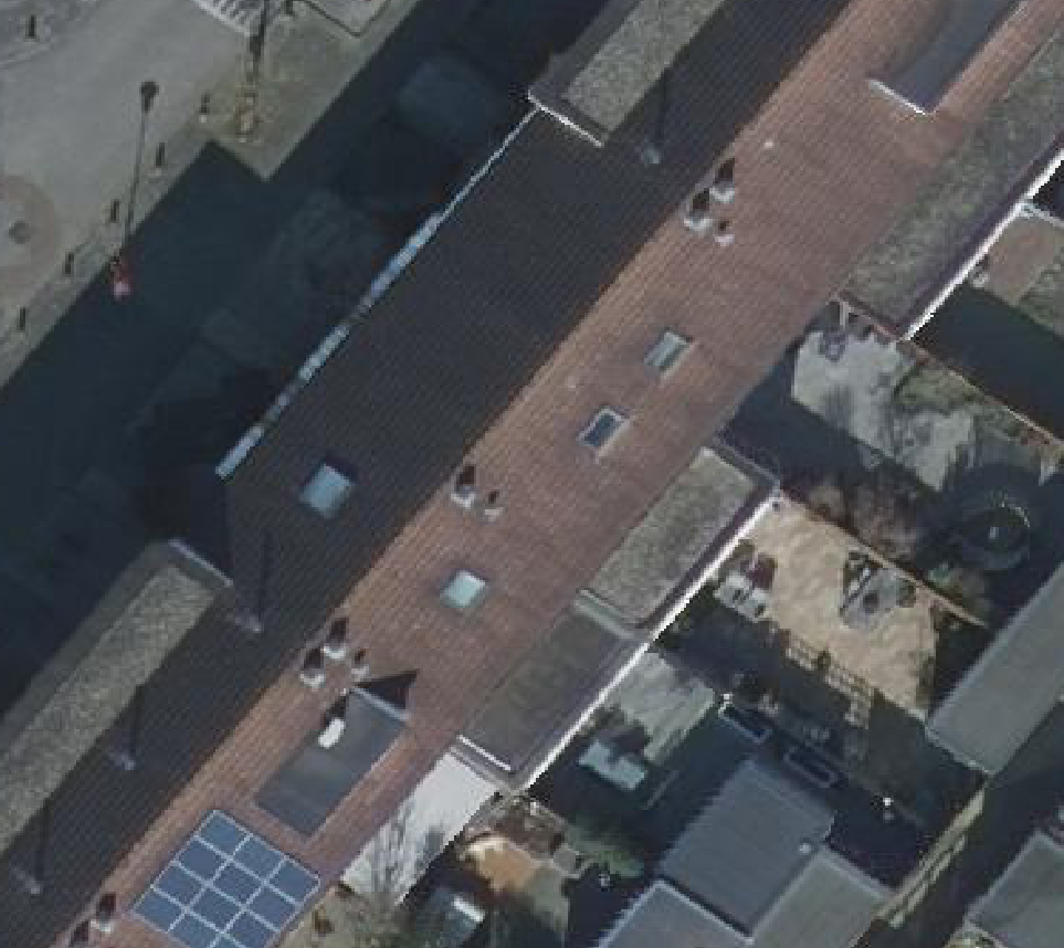 True ortho Luchtfoto op daksegment ingezoomd