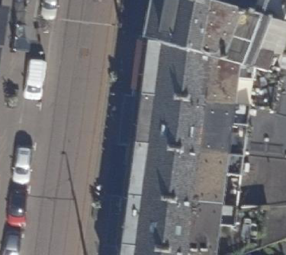 True ortho Luchtfoto op daksegment ingezoomd