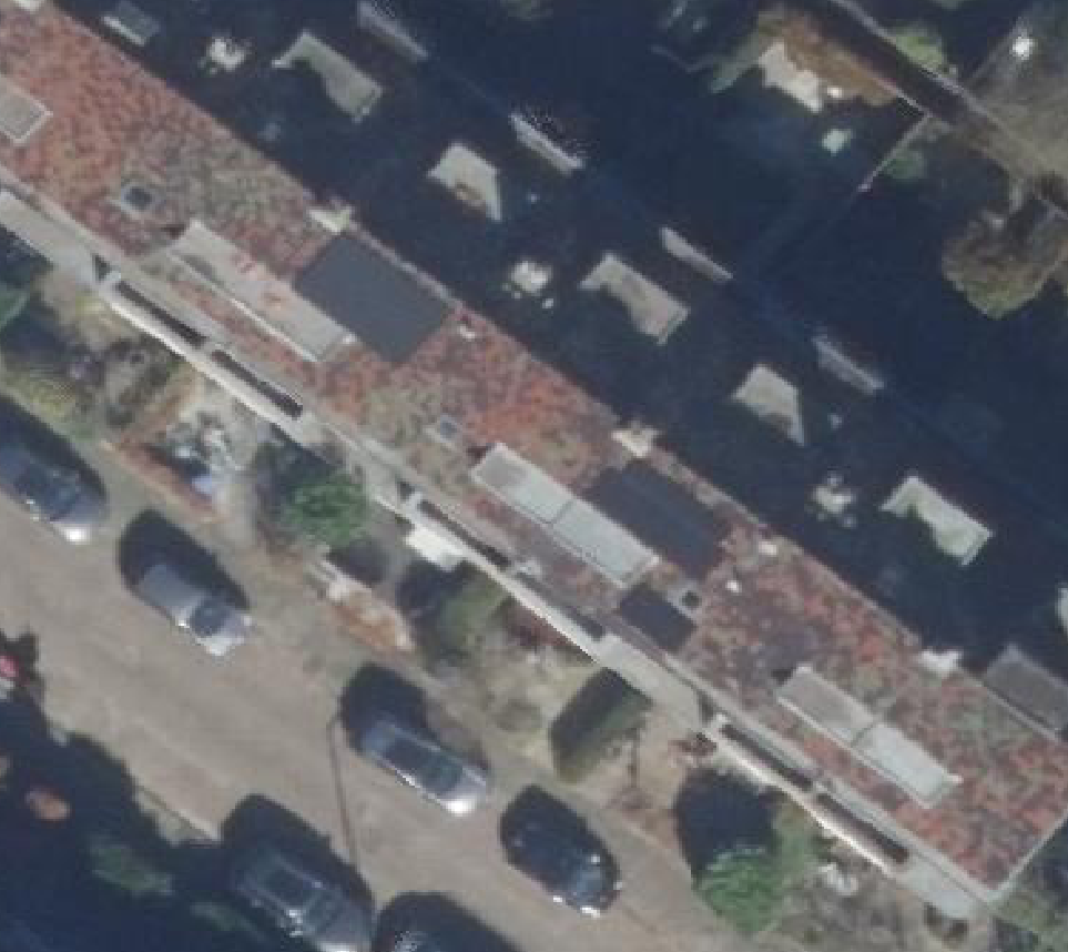 True ortho Luchtfoto op daksegment ingezoomd