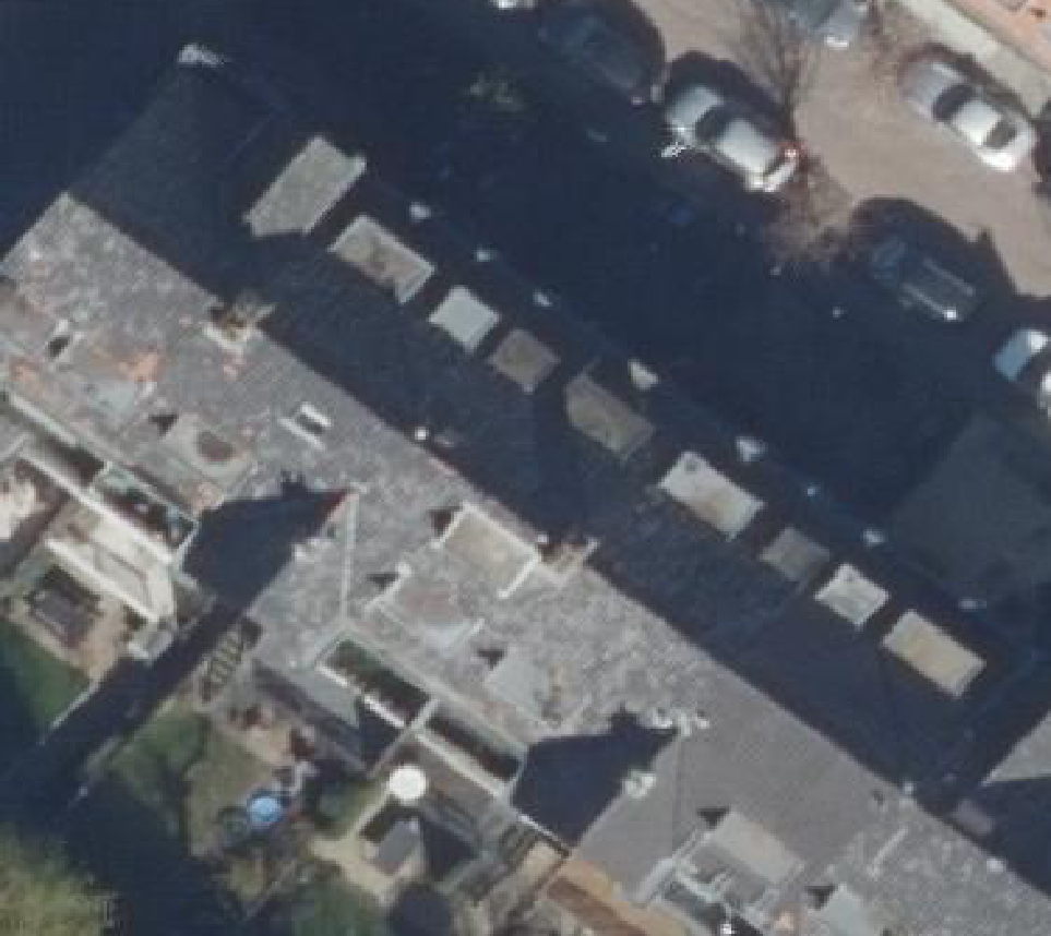 True ortho Luchtfoto op daksegment ingezoomd
