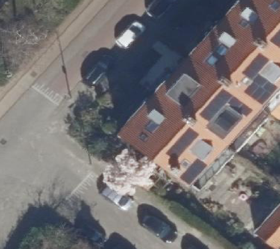 True ortho Luchtfoto op daksegment ingezoomd