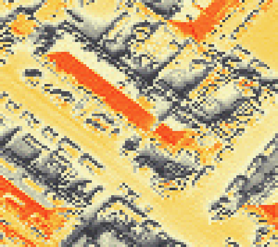 PV-irradiatie op daksegment met intensiteitsverdeling van zonlicht