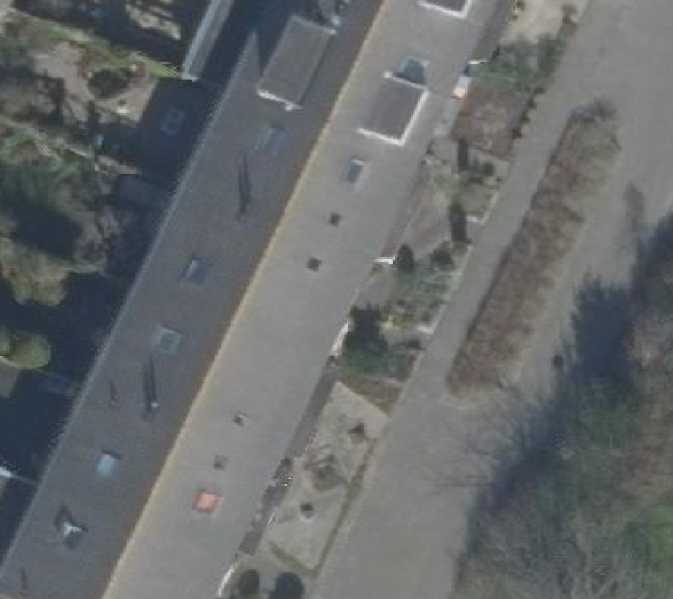 True ortho Luchtfoto op daksegment ingezoomd