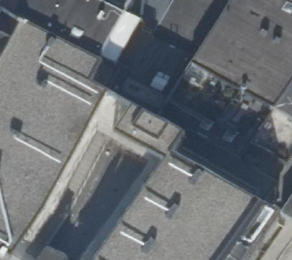 True ortho Luchtfoto op daksegment ingezoomd