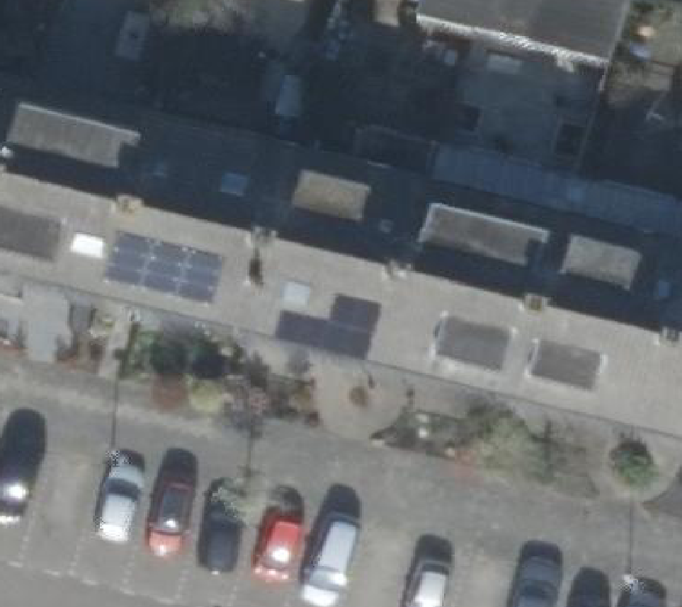 True ortho Luchtfoto op daksegment ingezoomd