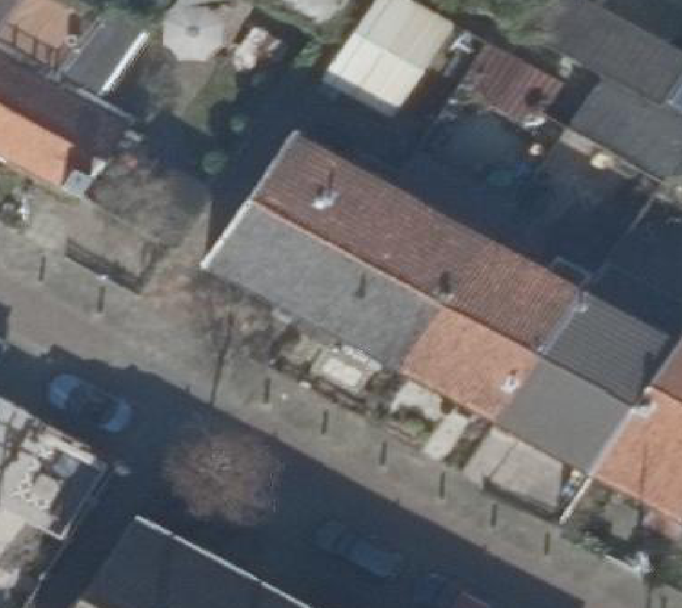 True ortho Luchtfoto op daksegment ingezoomd