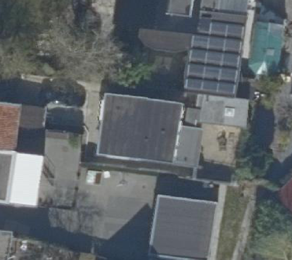 True ortho Luchtfoto op daksegment ingezoomd