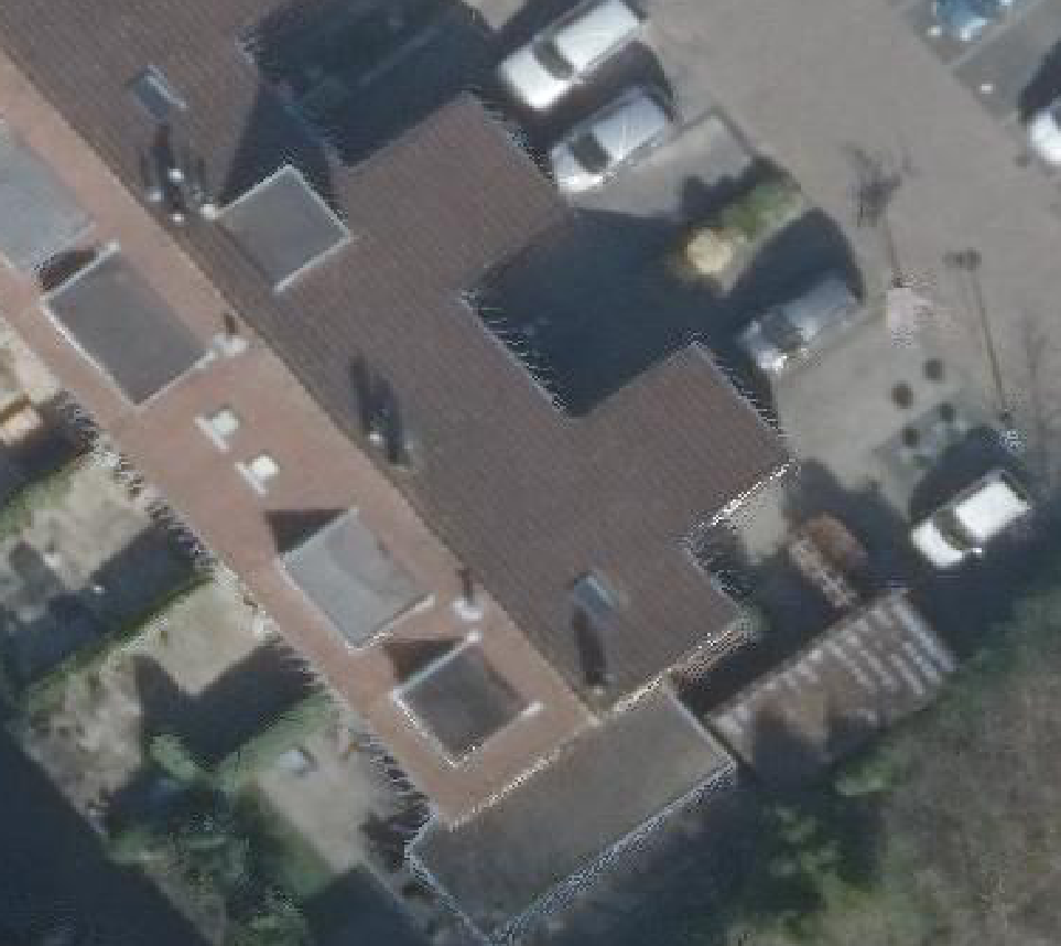 True ortho Luchtfoto op daksegment ingezoomd