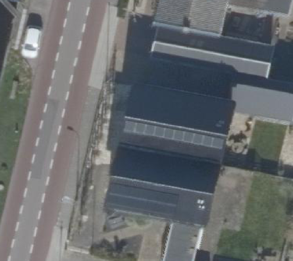 True ortho Luchtfoto op daksegment ingezoomd