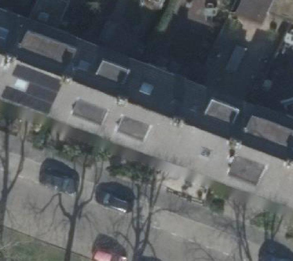True ortho Luchtfoto op daksegment ingezoomd