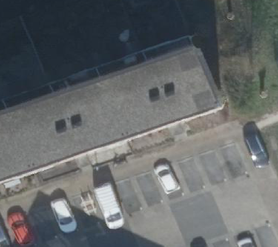 True ortho Luchtfoto op daksegment ingezoomd