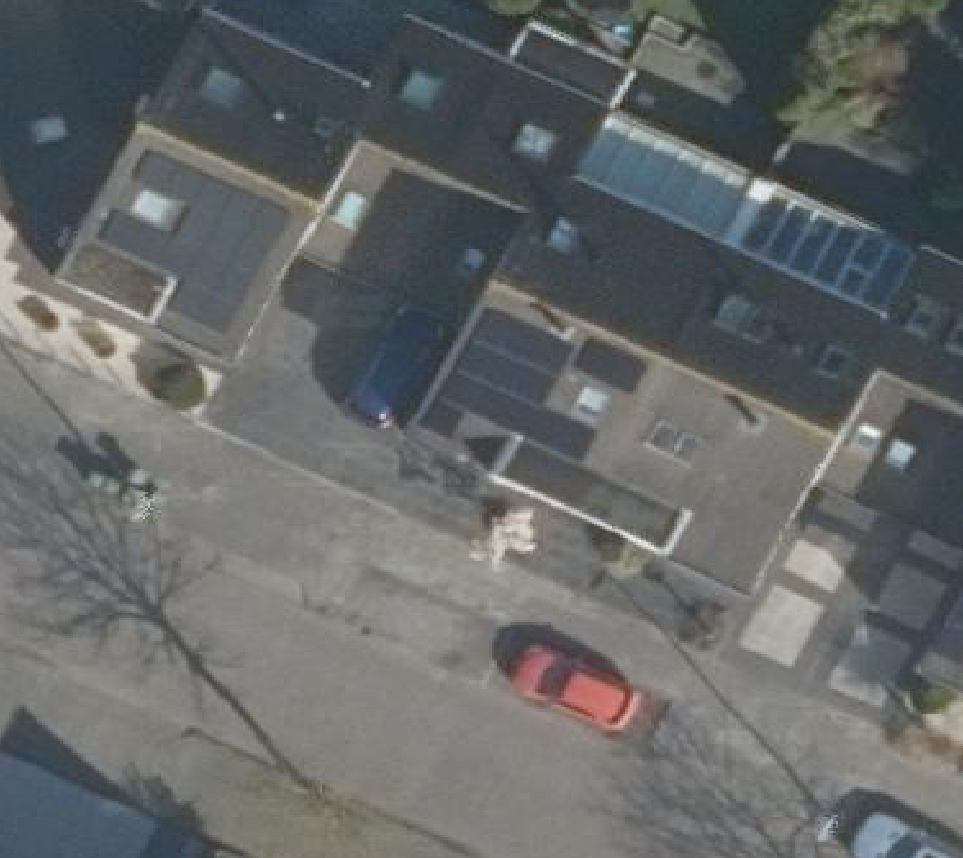 True ortho Luchtfoto op daksegment ingezoomd